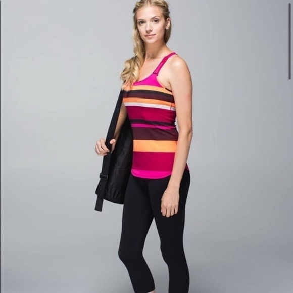 Lululemon Refresh Racer Tank Blossom Stripe Bumble Berry Design excellent shape - Picture 1 of 6